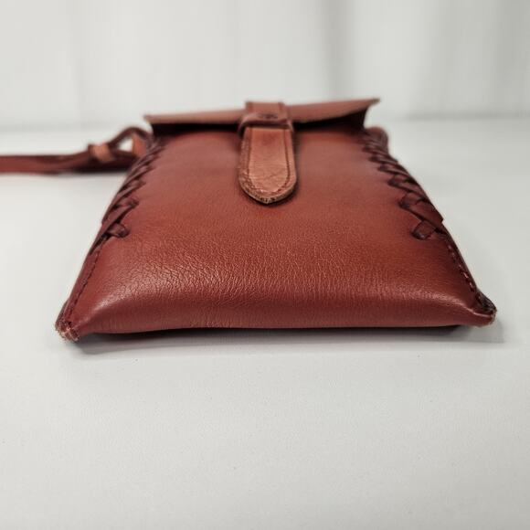 Montana West Genuine Leather Whipstitch Crossbody Micro Bag Red Leather Western - Picture 6 of 11